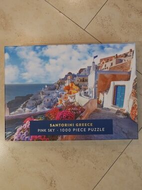 Pink Sky Santorini Greece 1000 Piece Puzzle NIB~
